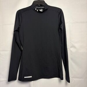 Under Armour Womens ColdGear Mock Neck Long Sleeve Fitted Base Layer Top Black L